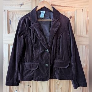 White Stag Vintage Velvet Velore Dark Brown Blazer Jacket Size 12/14 Large